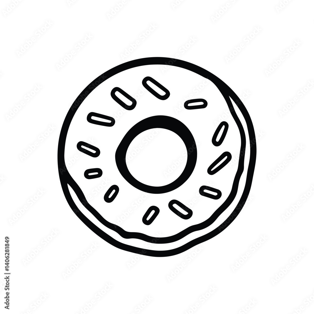 Donut Icon with Sprinkles, Food Symbol on Transparent Background Donut Icon with Sprinkles, Food Symbol on Transparent Background