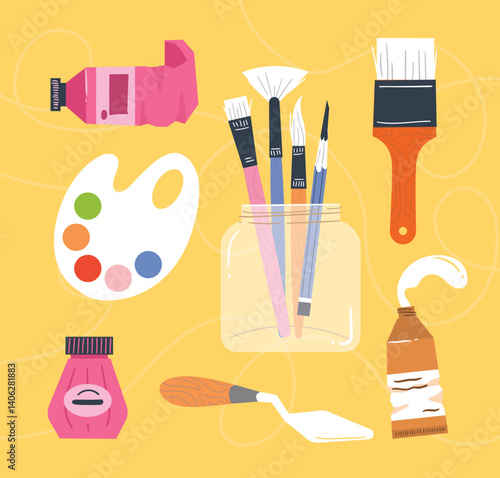 Art Painting Supplies Collection for Creative Projects Drawing Education
