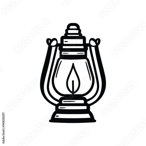 Vintage Hand Drawn Lantern with Transparent Background Design