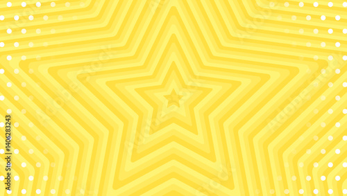 同心状の星とドットのパターン背景、ポップなデザイン、装飾的な放射型図形
