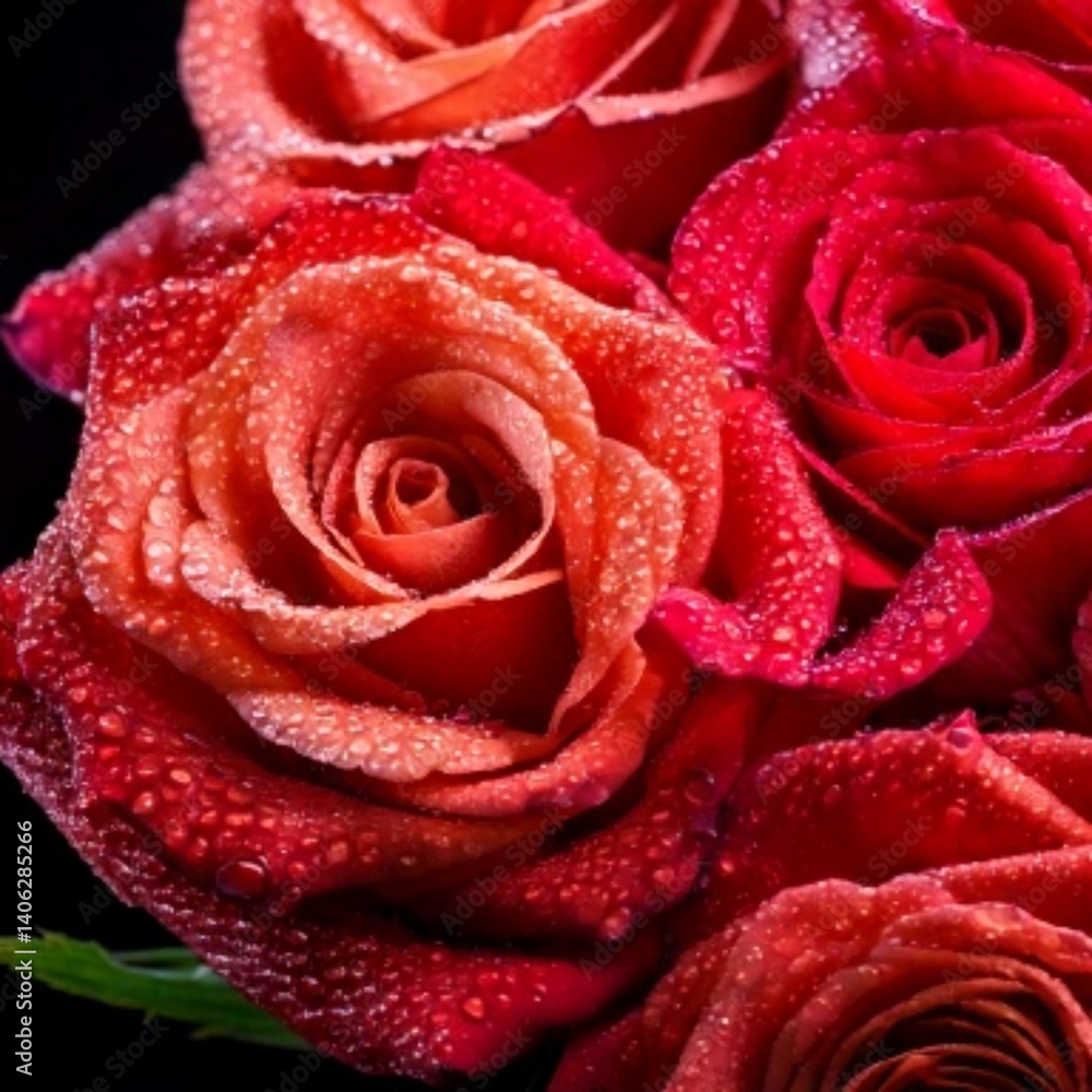 red rose with water drops red rose with water drops