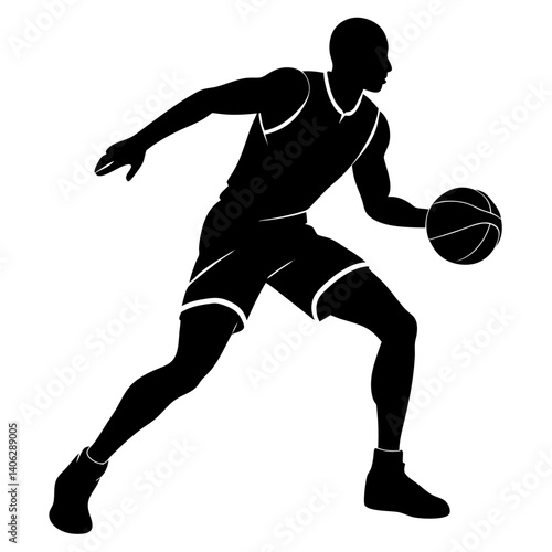 Dynamic silhouette of a basketball player reaching for the hoop mid-jump for a dunk – ideal for sports campaigns, basketball product branding, and action-packed athletic event designs