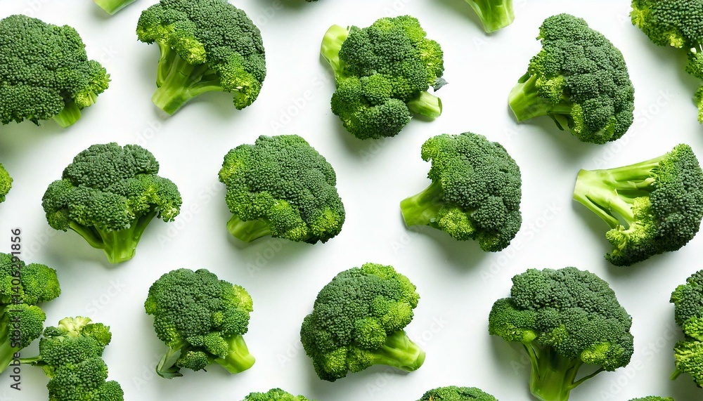 pattern with broccoli. Vegetables abstract background. Broccoli on the white background. ban pattern with broccoli. Vegetables abstract background. Broccoli on the white background. ban