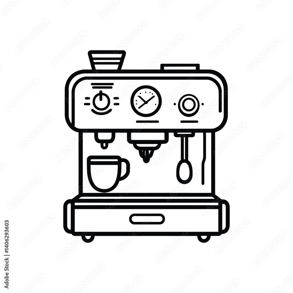 Minimalist Line Art Coffee Maker with Transparent Background Minimalist Line Art Coffee Maker with Transparent Background