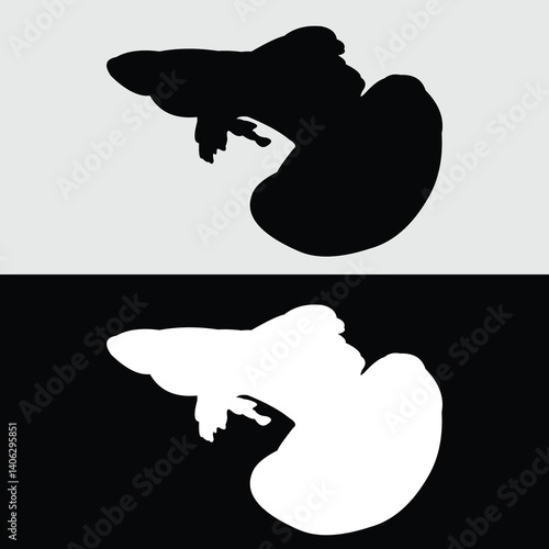 Guppy fish silhouette logo design with white and black background