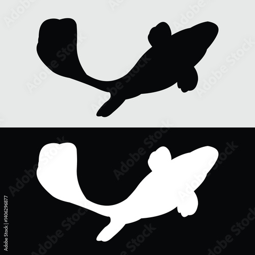 Guppy fish silhouette logo design with white and black background