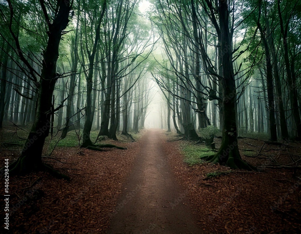 Fototapeta premium spooky forest with path