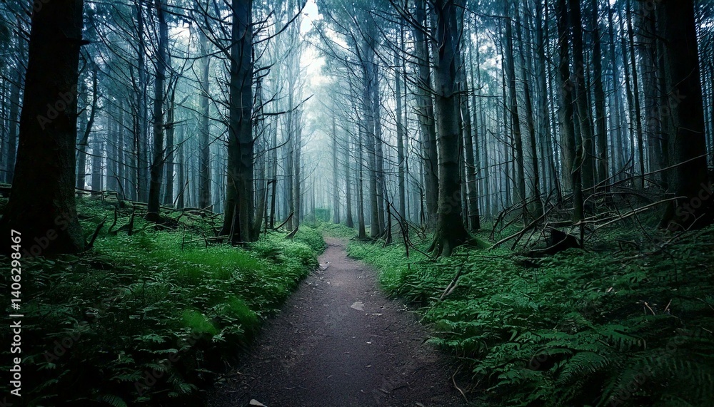 Fototapeta premium spooky forest with path