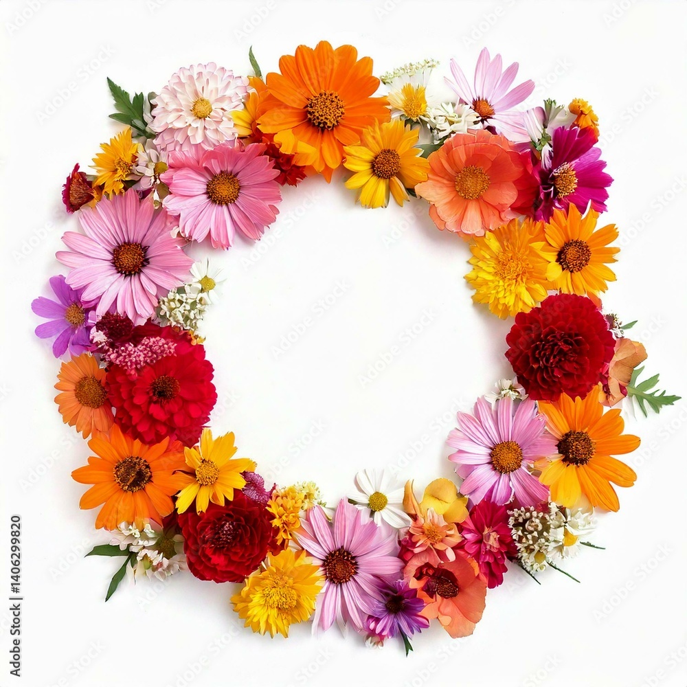 Summer flower creative layout. Daisy, cosmos, blanket, aster, zinnia, tickseed, rose and car. Summer flower creative layout. Daisy, cosmos, blanket, aster, zinnia, tickseed, rose and car.