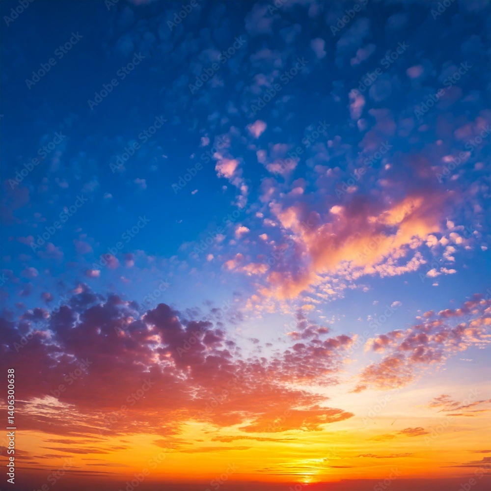 Sunset Sky Background in the Evening with Dramatic Dusk Clouds and Colorful Pink, Orange Sun Sunset Sky Background in the Evening with Dramatic Dusk Clouds and Colorful Pink, Orange Sun