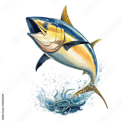 Leaping Tuna with Ocean Splash. (11)