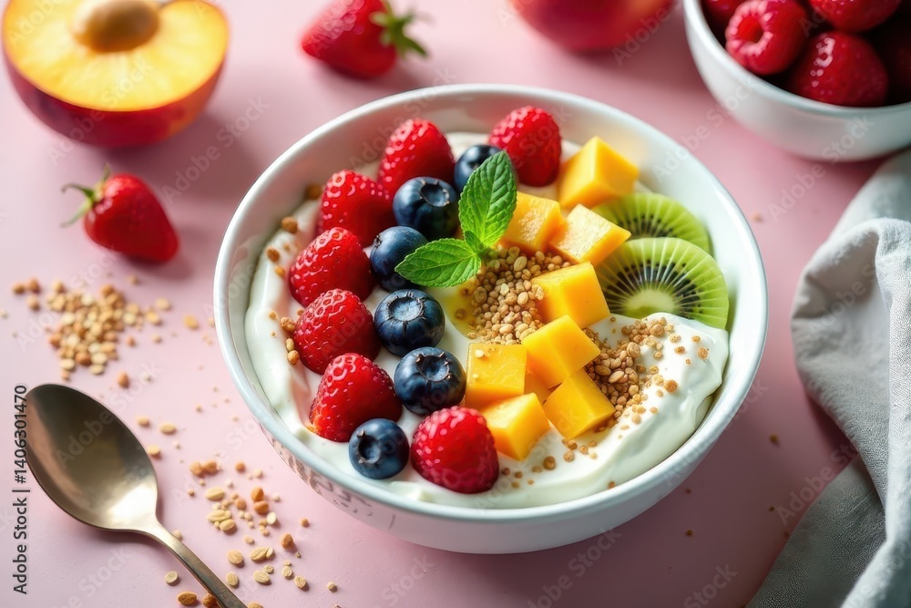 Creamy Yogurt Bowl with Summer Fruits and Granola A Refreshing and Healthy Breakfast or Snack Creamy Yogurt Bowl with Summer Fruits and Granola A Refreshing and Healthy Breakfast or Snack