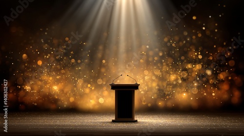 Wallpaper Mural Podium illuminated, golden sparkle backdrop Torontodigital.ca