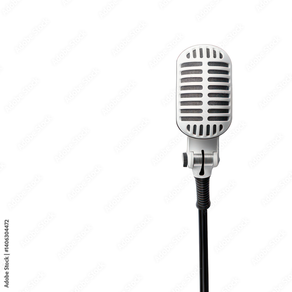 Fototapeta premium Vibrant microphone performance studio setting cutout background creative environment close-up viewpoint