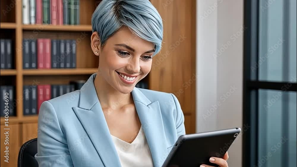 Business woman using digital tablet in the office, indoor and outdoor office background Business woman using digital tablet in the office, indoor and outdoor office background
