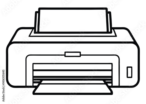 Printer line art silhouette vector for office and technology themes