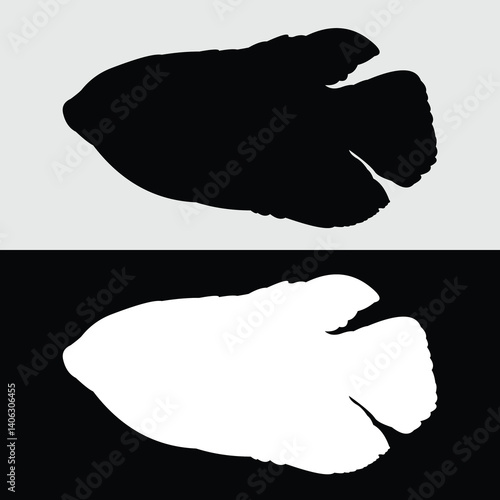 silhouette design of Gurame fish logo in black and white