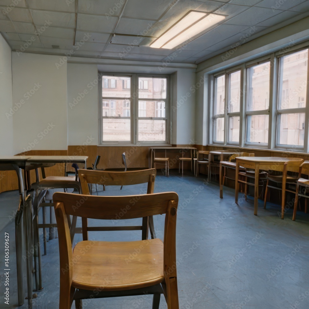 Empty room with chairs and desks Empty room with chairs and desks