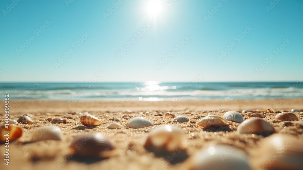 Sandy beach with scattered seashells nature relaxation vacation Sandy beach with scattered seashells nature relaxation vacation