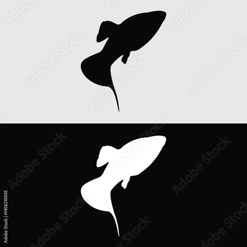 Platy fish silhouette logo design with white and black background