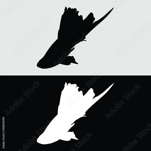 Platy fish silhouette logo design with white and black background