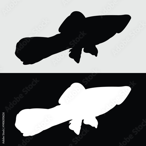 Platy fish silhouette logo design with white and black background