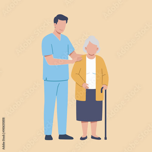 Compassionate Care and Support for the Elderly Adobe Illustrator Artwork