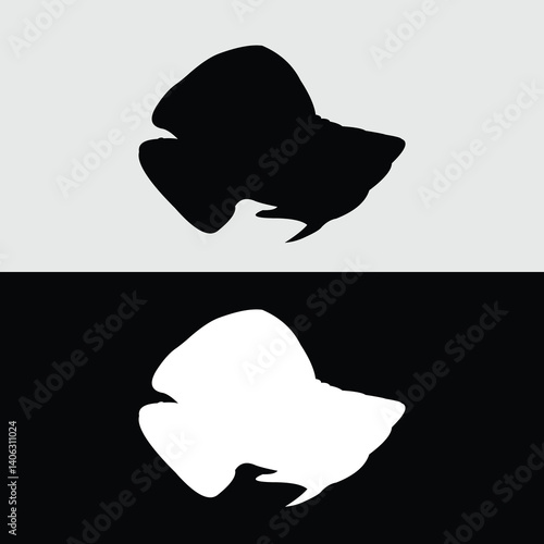 Platy fish silhouette logo design with white and black background