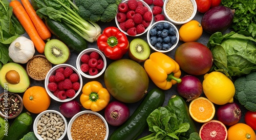 Wallpaper Mural Assorted Colorful Fruits and Vegetables Composition for Healthy Eating Concept Torontodigital.ca