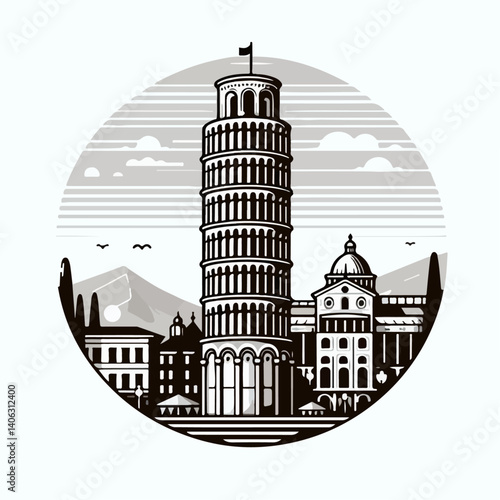 pisa tower vector illustration