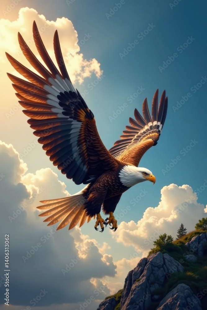 Fototapeta premium Majestic Eagle Wings Soaring, soaring, wildlife