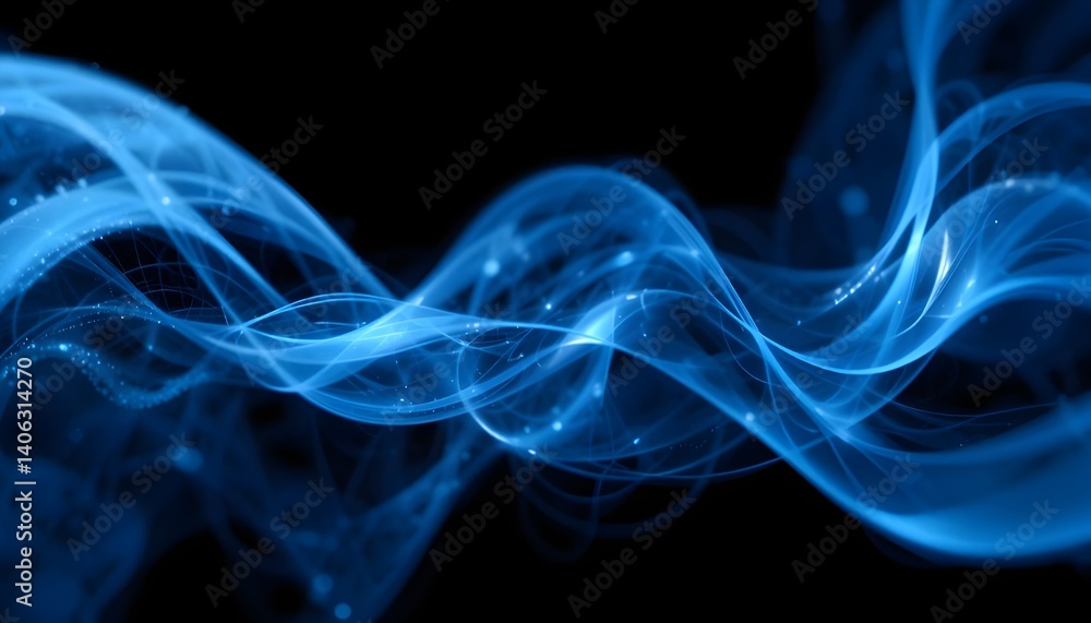 Abstract Blue on Black Background Texture with Dynamic Curves and Blurs Pattern Detailed Fractal Graphics Science and Technology Concept Abstract Blue on Black Background Texture with Dynamic Curves and Blurs Pattern Detailed Fractal Graphics Science and Technology Concept