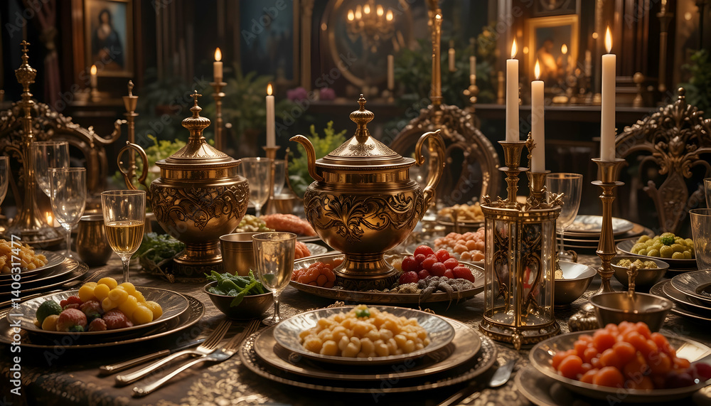 Opulent Antique Silver Tea Service & Lavish Dinner Party Setting Opulent Antique Silver Tea Service & Lavish Dinner Party Setting