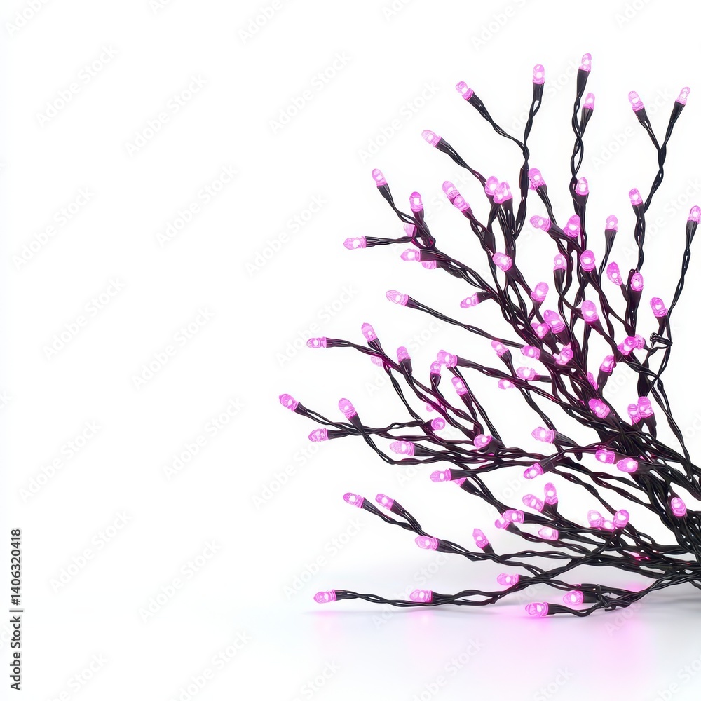 Pink LED Branch Lights on White Background Pink LED Branch Lights on White Background