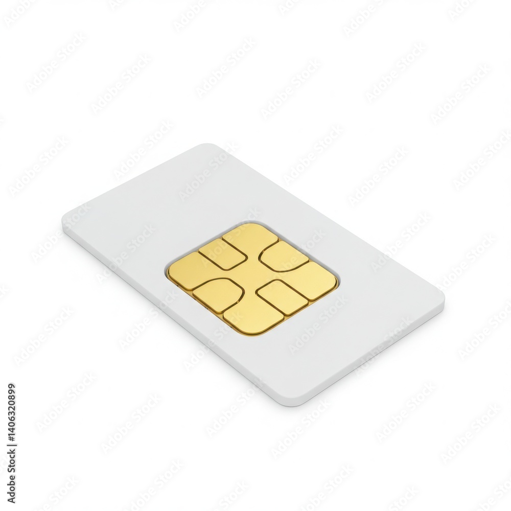 Close up of sim card component isolated on white background Close up of sim card component isolated on white background