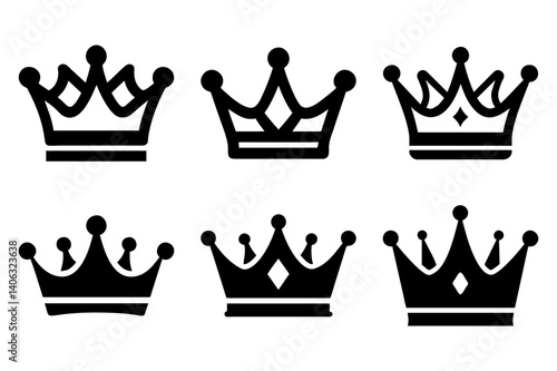 A set of various crown icons representing royalty, luxury, and nobility