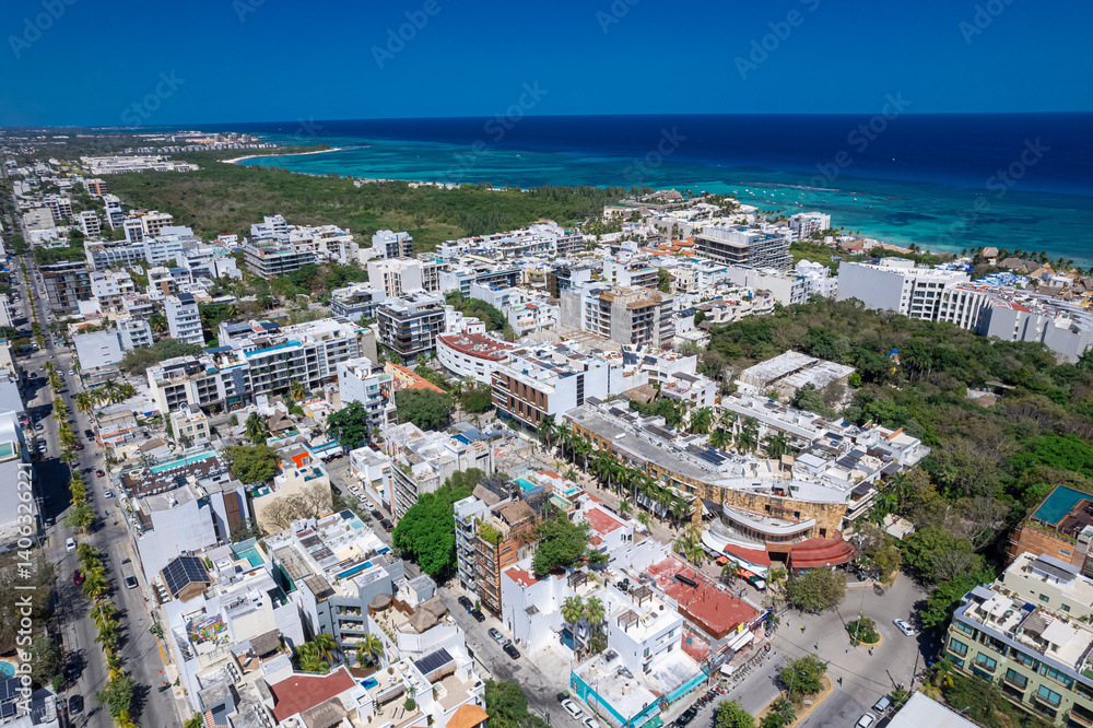 Fototapeta premium Aerial View of Playa del Carmen on a Sunny Day