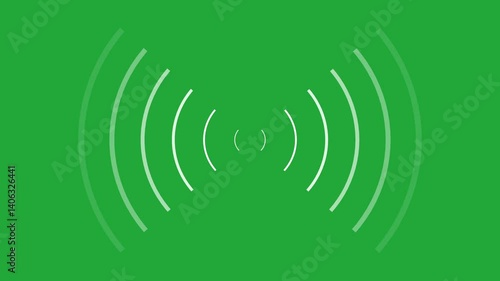 Radio wave looping on green screen background chroma key alpha channel