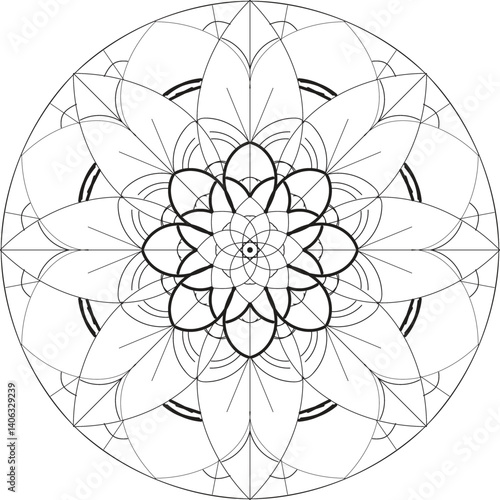 Blossom Mandala Shape. Circular pattern in form of mandala, tattoo, decoration. Decorative ornament in ethnic oriental style.