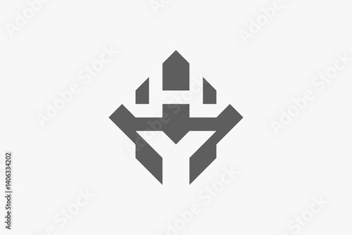 robotic abstract emblem symetric logo