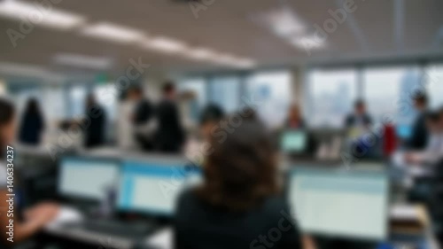blurry scene Office Meeting Cityscape Teamwork Discussion busniness