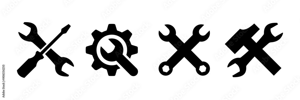 set of tools icons on white background set of tools icons on white background
