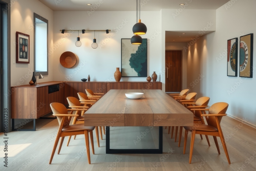 Fototapeta premium Elegant Dining Room with Wooden Table