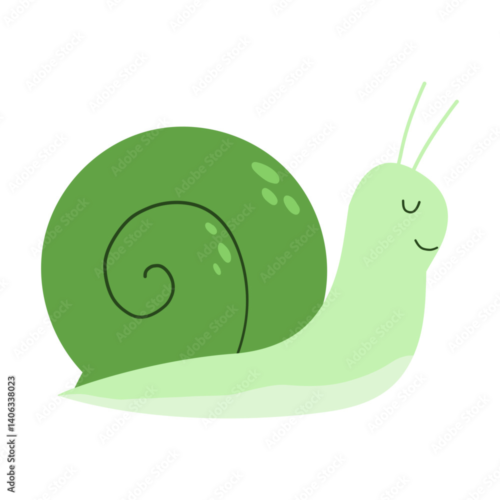 Naklejka premium Cute Cartoon Snail Illustration