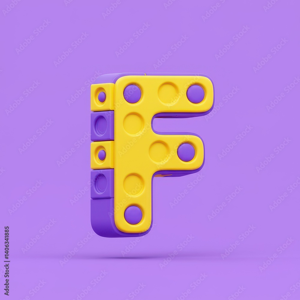 Naklejka premium Letter f construction toy style on white background