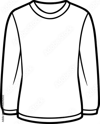 crew neck long t shirt line art vector illustration