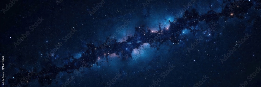 Fototapeta premium Dark vastness of the night sky with countless sparkling stars against a black canvas, galaxies, astronomy, night