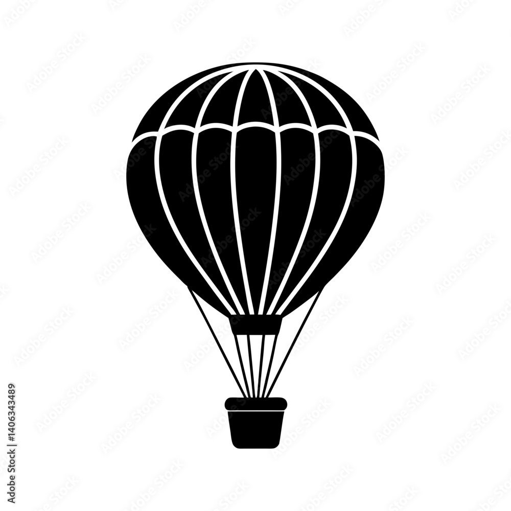 Naklejka premium Hot Air Balloon Silhouette vector illustration