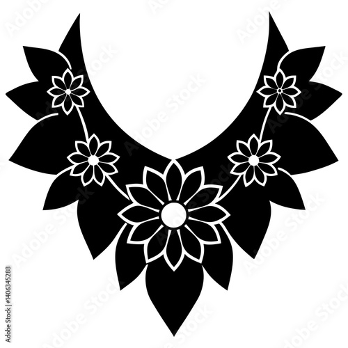 unique floral collar design for kameez