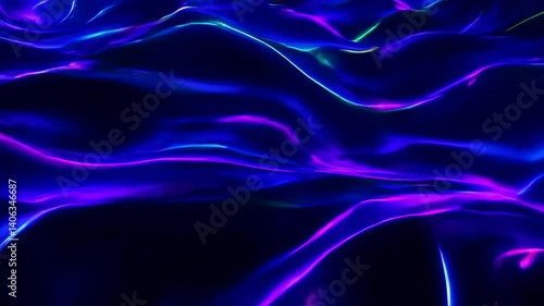 Wallpaper Mural Abstract iridescent blue and purple waves flowing on dark background, concept for futuristic technology design, digital art, and vibrant backgrounds Torontodigital.ca